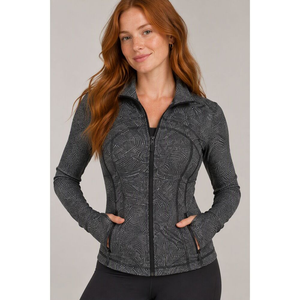 Lululemon Define Jacket Size 6 Black White Dot Print Full Zip Luon Yoga Running